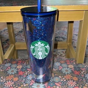 Disney Parks Mickey Mouse stars and moon with blue glitter background